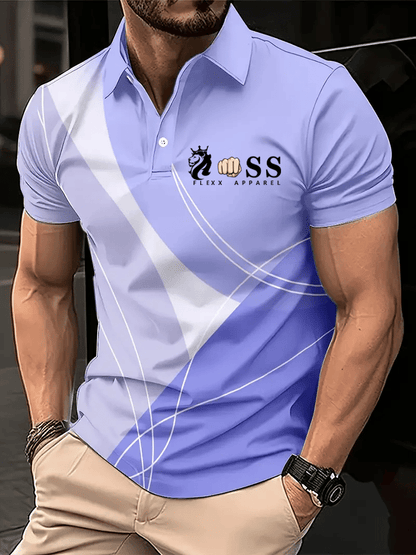 Men's Retro Letter Design Printed Casual Polo Shirt