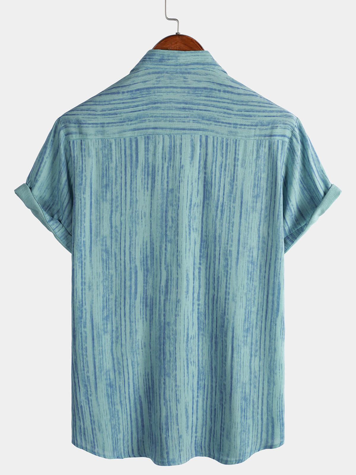 Men's Breathable Short Sleeve Pocket Blue Striped Shirt