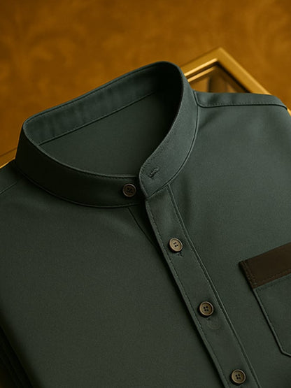 Men's Color Matching High-End Light Luxury Business Casual Short-Sleeved Shirt