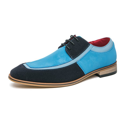 Men's Stylish British Style Matte Crash Color Lace Up Wooden Sole Casual Faux Leather Shoes