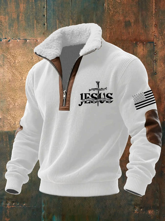 Men's Casual Faith Retro Textured Sweatshirt