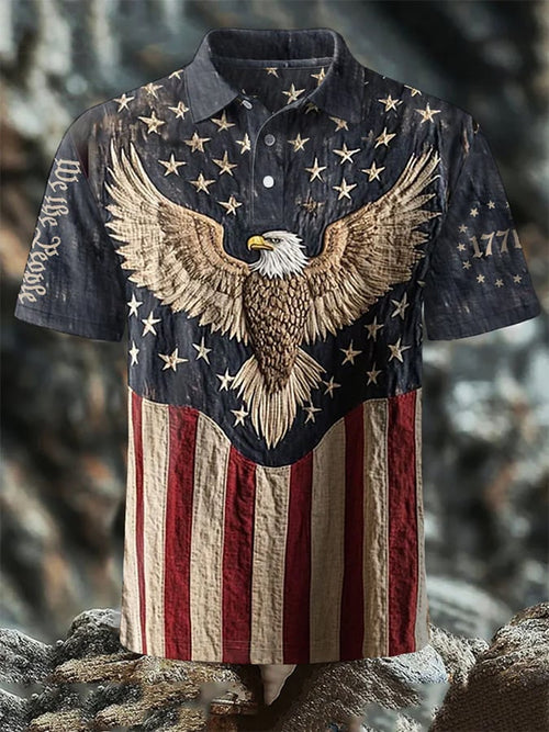 Men's We The People American Vintage Graphic Short Sleeve Polo Shirt