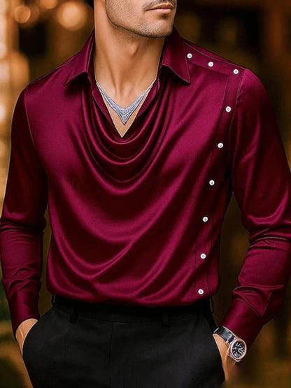 Men's Business Casual Satin Shirt