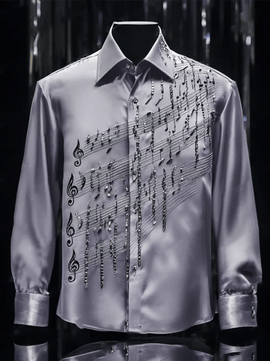 Men's Satin Luxe Long Sleeve Button Down Shirt