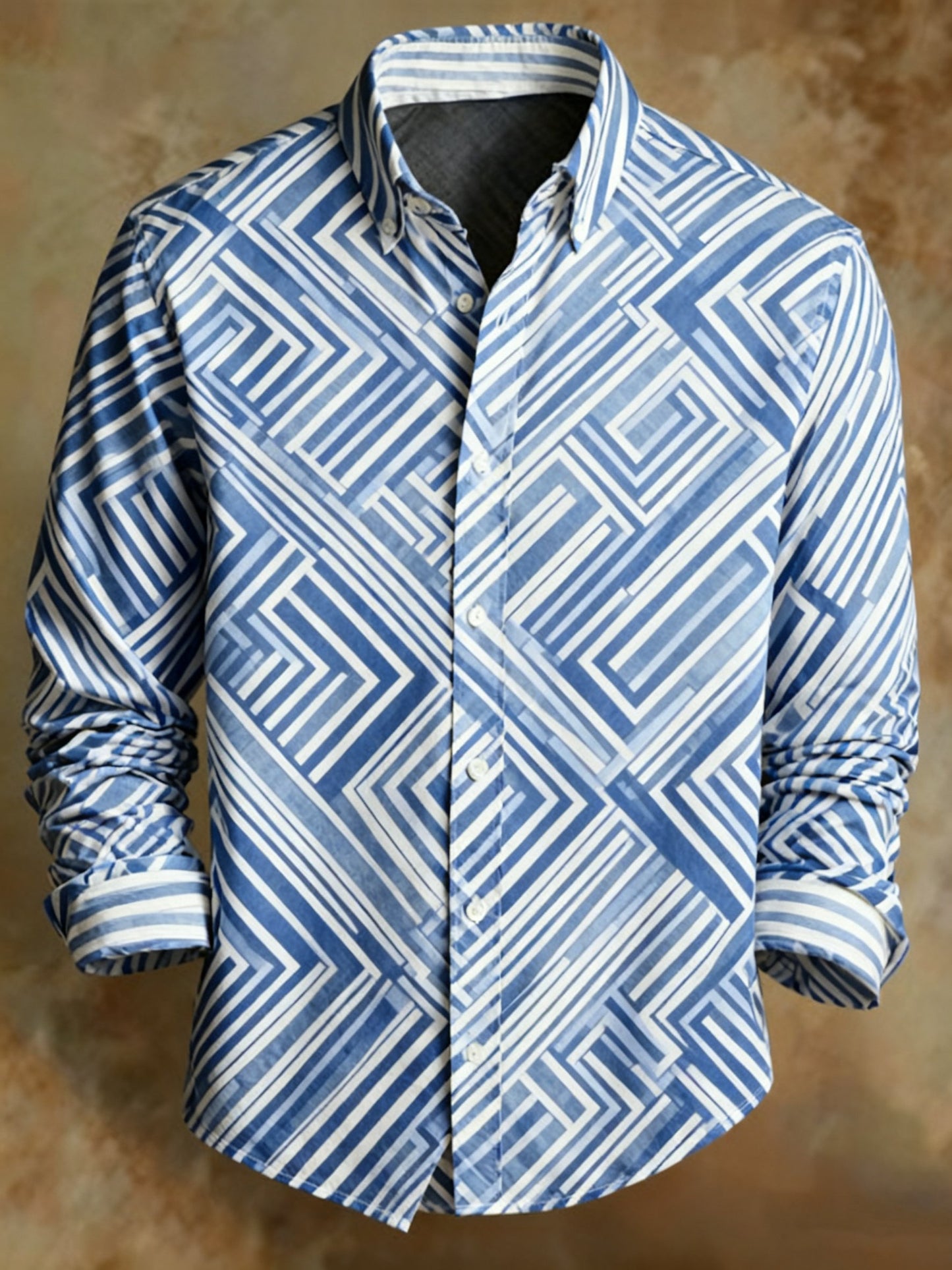 Men's Retro Abstract Art Print Pattern Business Style Shirt