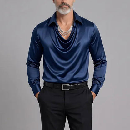 Men's Solid-Color, Minimalist Shirt-Collar Top
