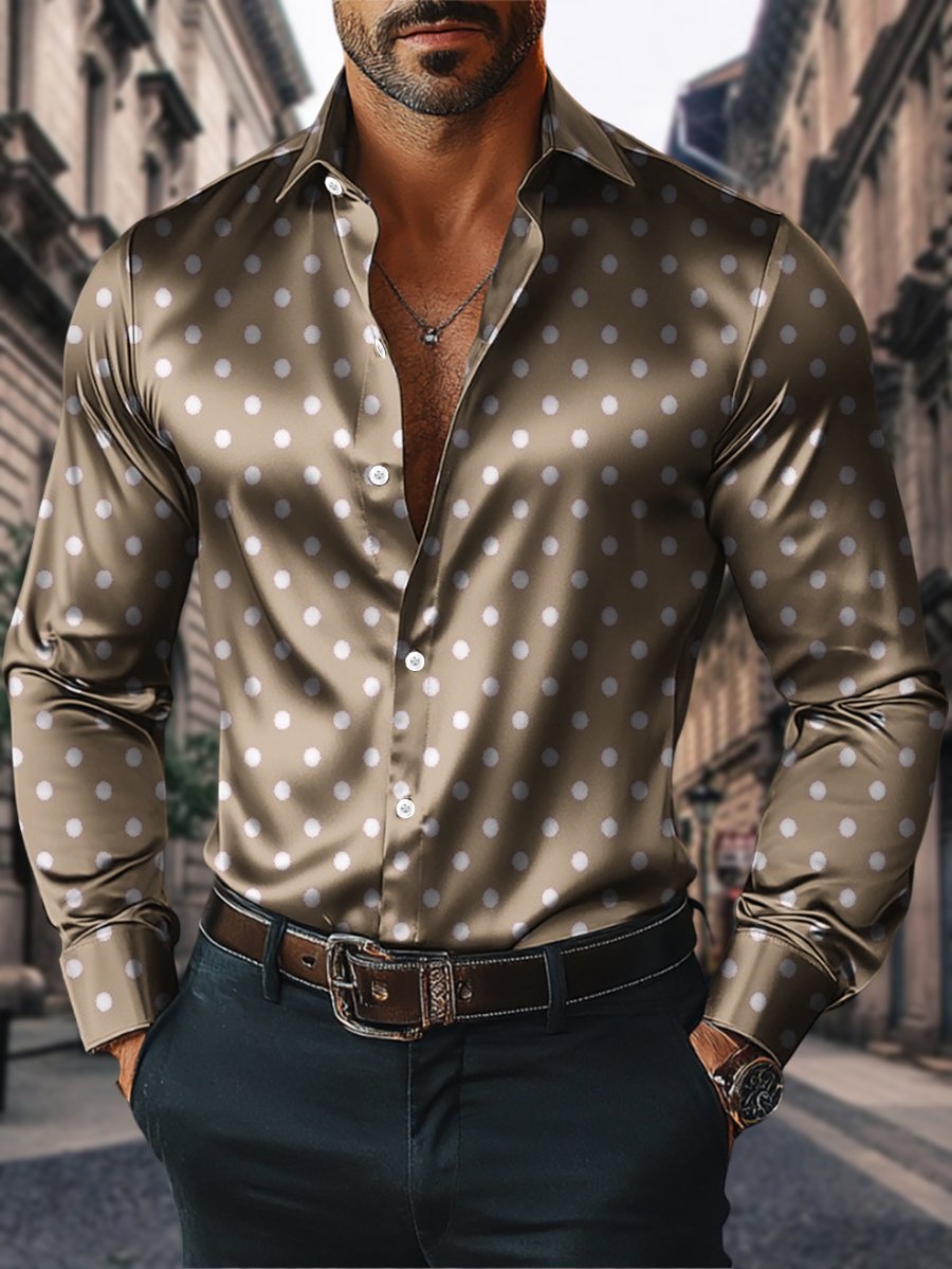 Men's Satin Luxe Long Sleeve Button Down Shirt