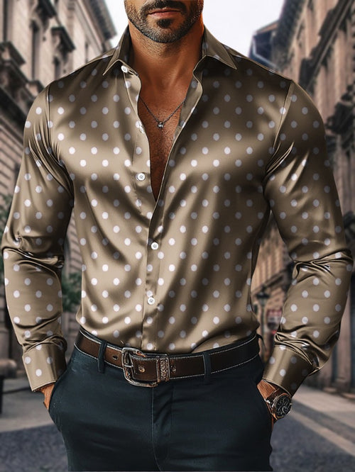 Men's Satin Luxe Long Sleeve Button Down Shirt