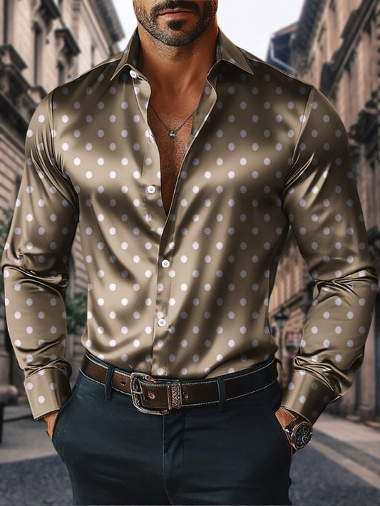 Men's Satin Luxe Long Sleeve Button Down Shirt