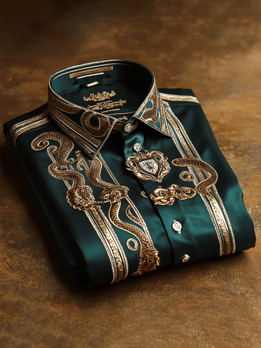 Men's Satin Luxe Print Short Sleeve Button Shirt