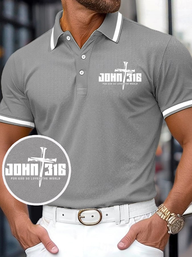 Men's Faith Printed Casual Polo Shirt