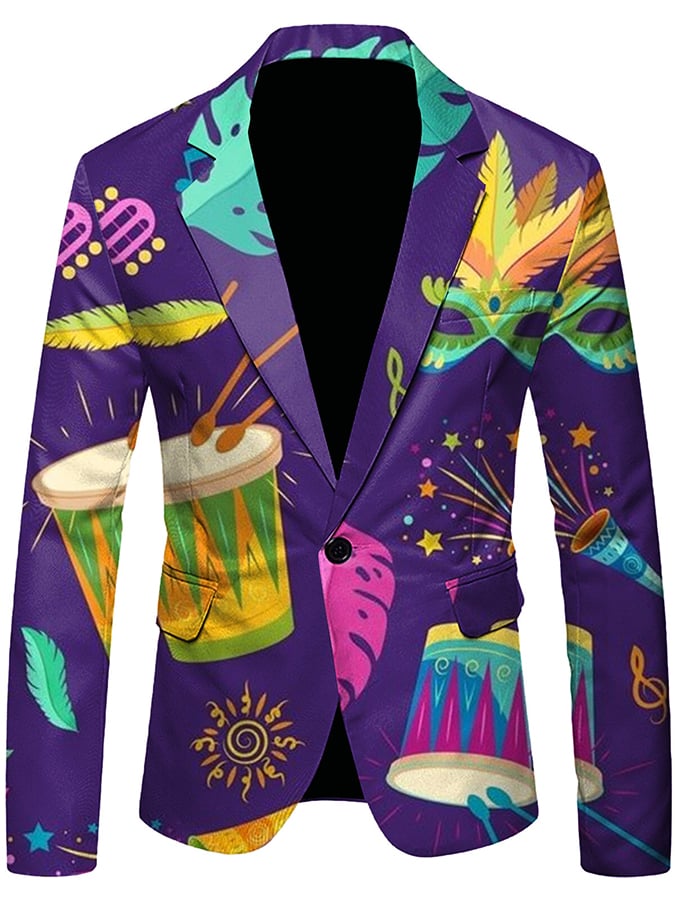 Men's Versatile With Carnival Design Blazer