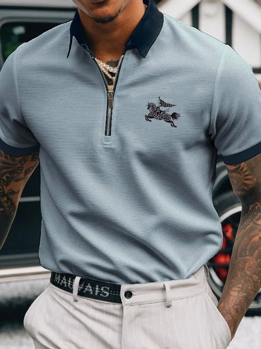 Casual Men'S Zipper Polo