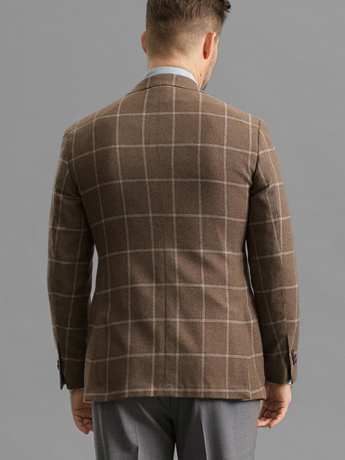 Men's Vintage Double-Breasted Plaid Gentleman's Business Suit Jacket