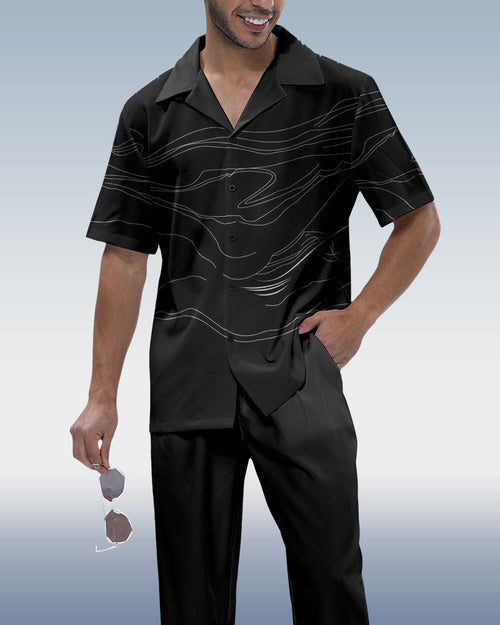 Rianmond Black Lineart Short Sleeve Walking Set