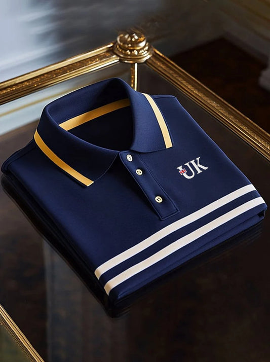 Men's Business Union Jack Casual Button Short Sleeve Polo Shirt