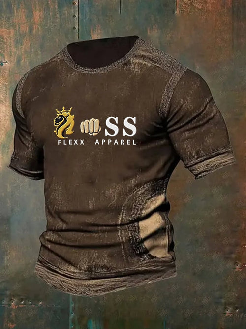 Men's Retro Casual Lion Letter T-shirt