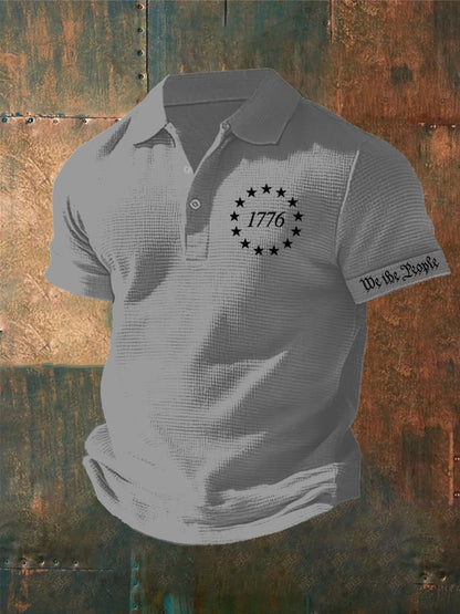 Men's 1776 We The People Print Waffle Polo Shirt