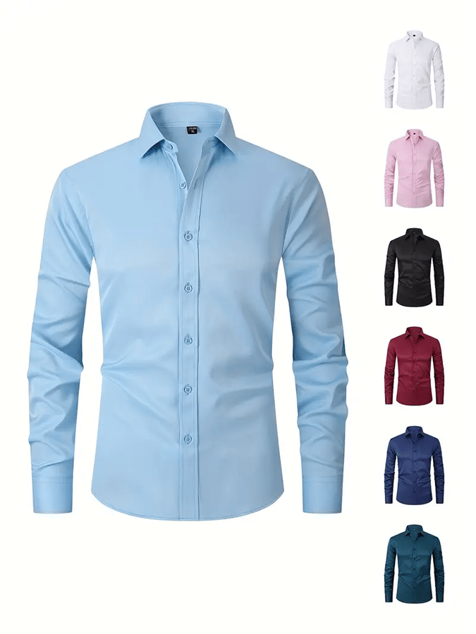 Men's Solid Color Design Business Casual Shirt