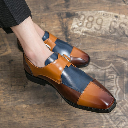 Men'S Patchwork Retro Punk Casual Single Monk Shoes