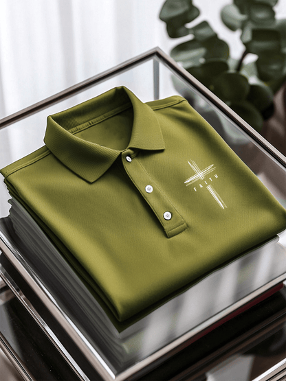 Men's Faith Printed Casual Short Sleeve Polo Shirt