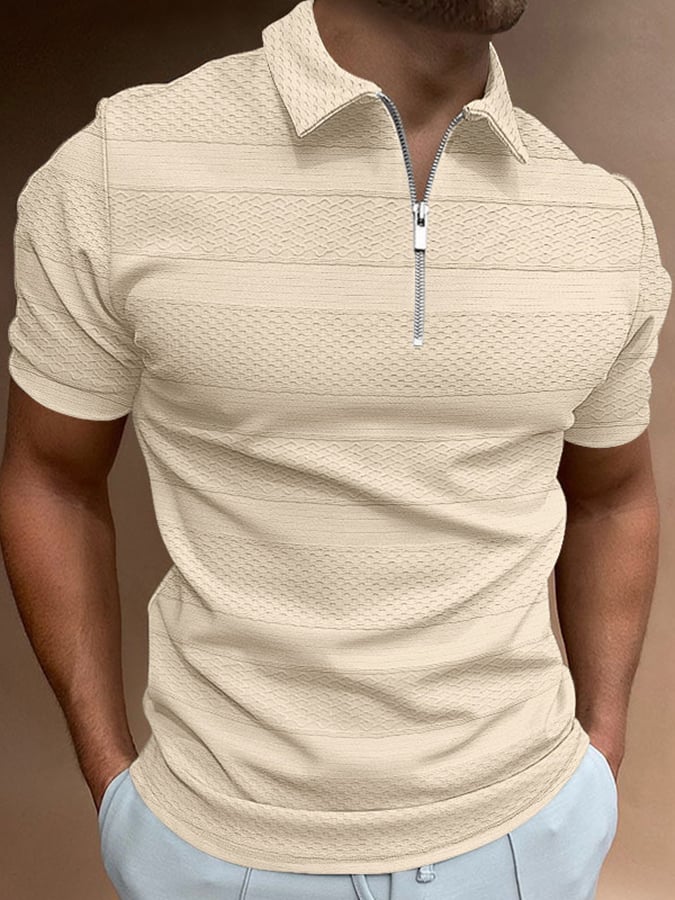 Fashion Casual Lapel Knitted Jacquard Polo