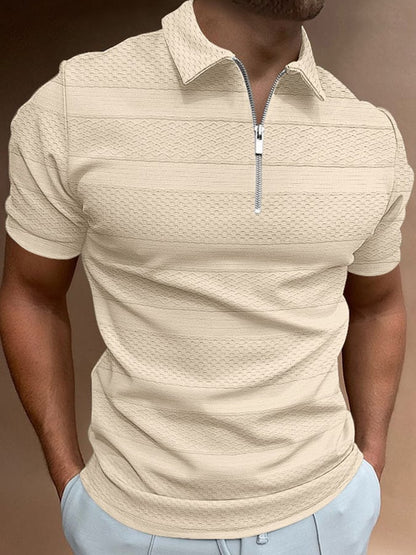 Fashion Casual Lapel Knitted Jacquard Polo