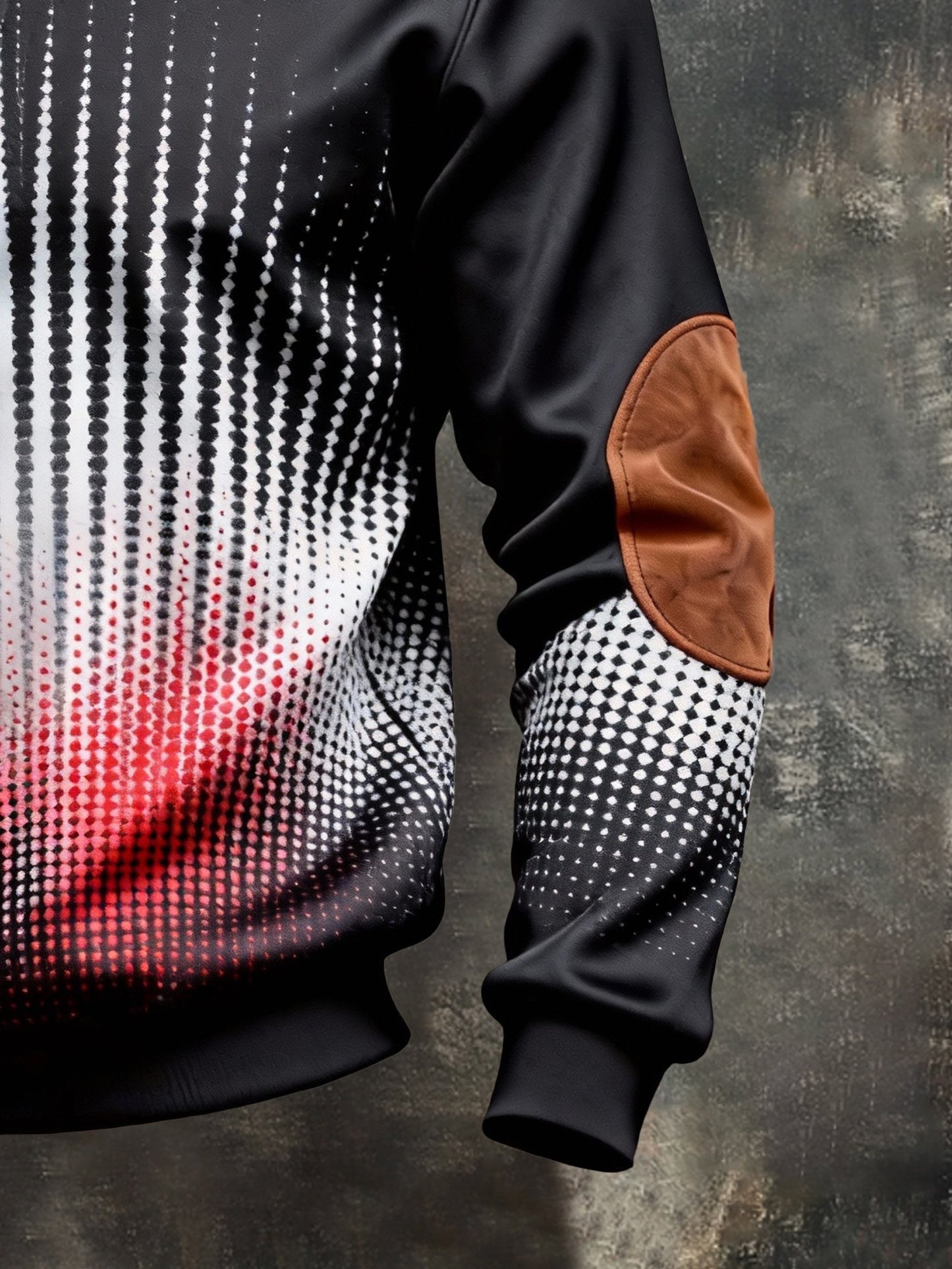 Men's Vintage Color-Block Printed Zip-Up Hoodie