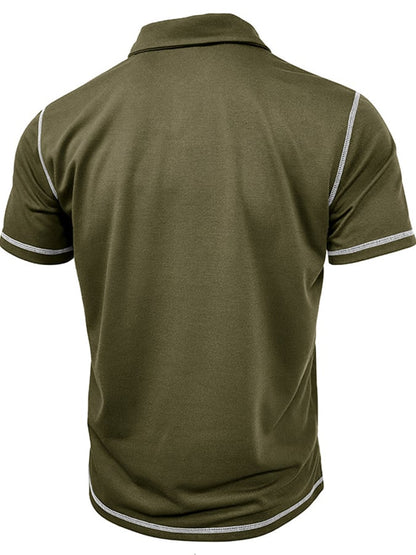 Men's Color Blocking Polo Collar Short Sleeved Polo Shirt
