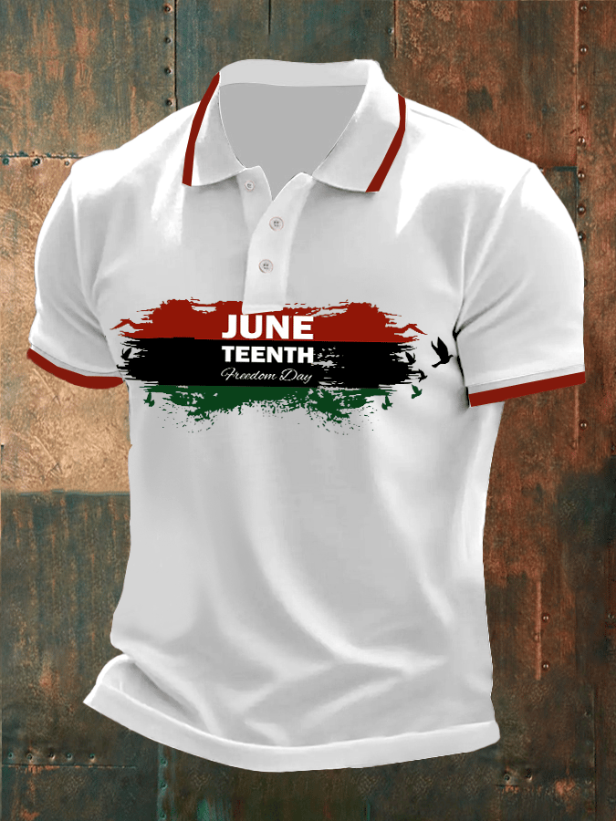 Mens Casual Juneteenth Print POLO Shirt