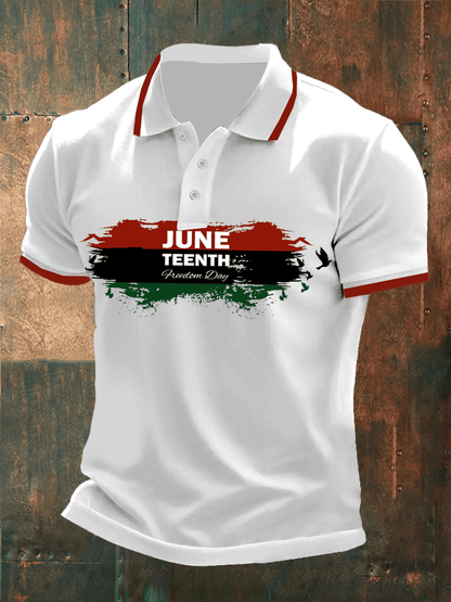 Mens Casual Juneteenth Print POLO Shirt