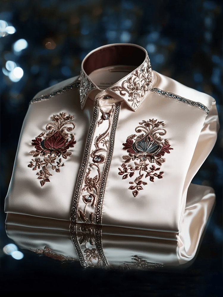 Men's Satin Luxe Print Short Sleeve Button Shirt
