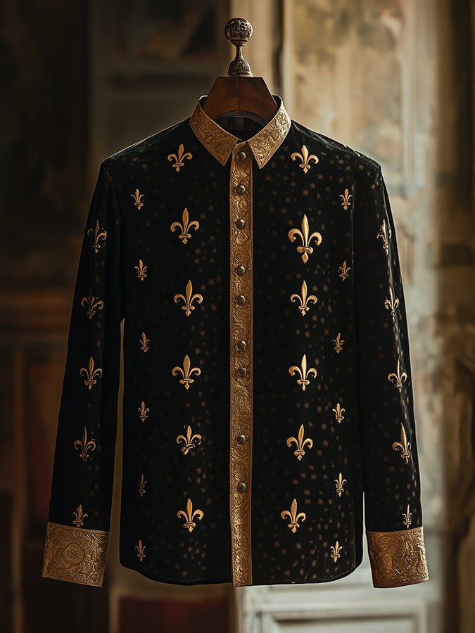 Men's Satin Luxe Iris Long Sleeve Button Down Shirt