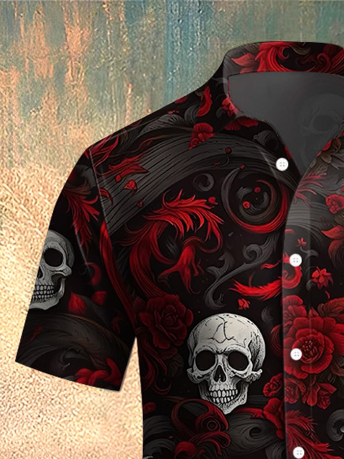 Men's Skull Print Casual Shirt