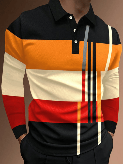 Men's Business Casual Striped Zip-Up Shirt