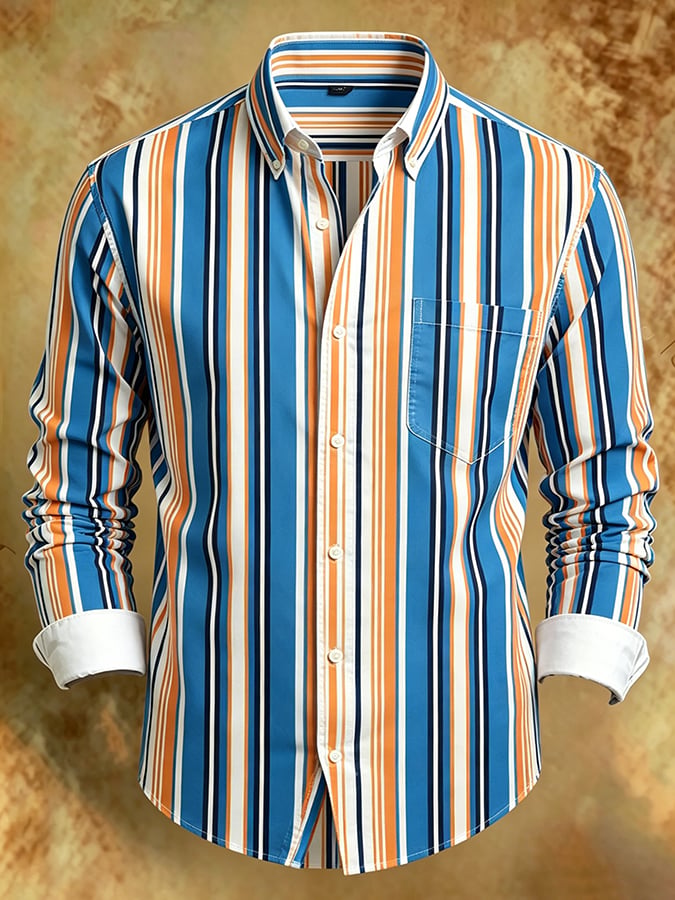 Men's Retro Abstract Art Print Comfortable Business Style Shirt