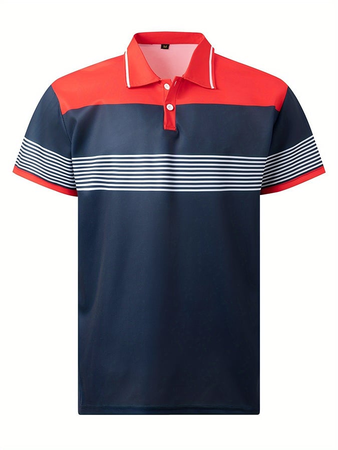 Men's Fashionable Striped Short Sleeved Polo Shirt