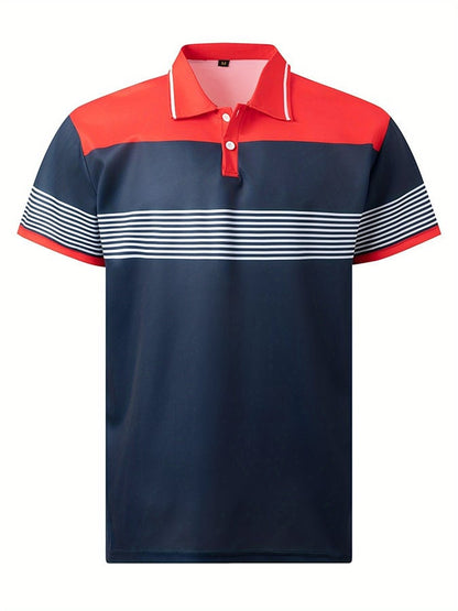 Men's Fashionable Striped Short Sleeved Polo Shirt
