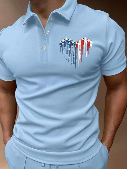 Men's Independence Day Printed Casual Polo Shirt