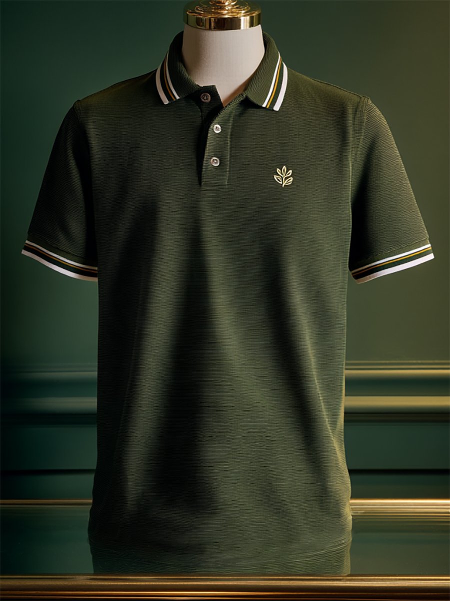 Men's Business Casual Button Short Sleeve Polo Shirt