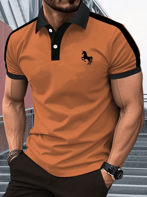Men's Casual Business Button Short Sleeve Polo Shirt