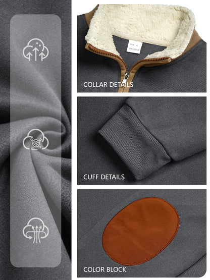 Men's Vintage Distressed Plush Lapel Warm Sweatshirt