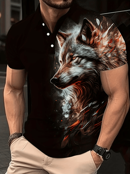 Men's Business Casual Button Short Sleeve Polo Shirt