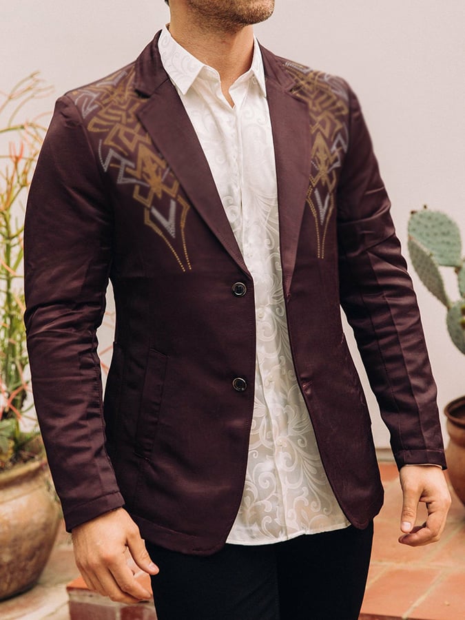 Men's Fashion Commuter Print Design Suit Jacket