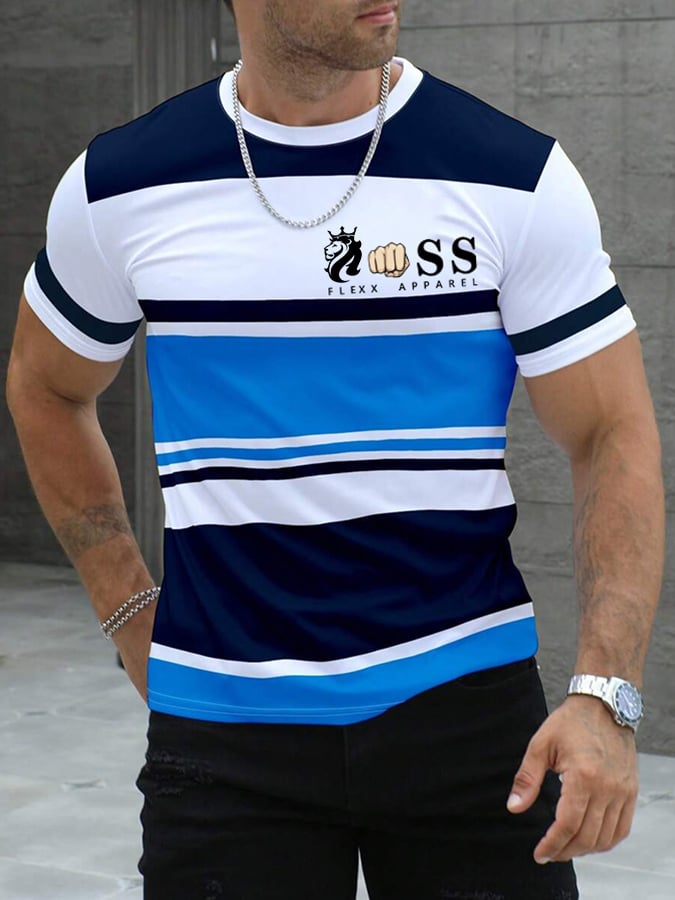 Men's Retro Letter Print Casual T-shirt