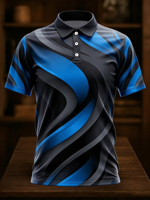 Men's Business Casual Art Button Short-Sleeve Polo Shirt