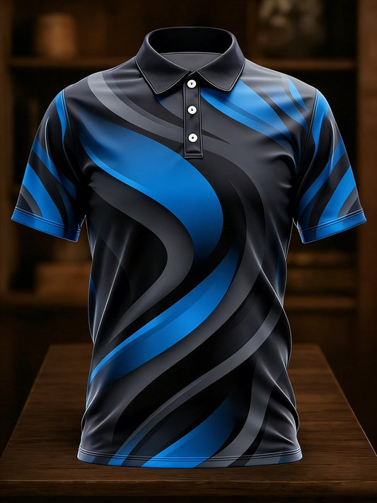 Men's Business Casual Art Button Short-Sleeve Polo Shirt
