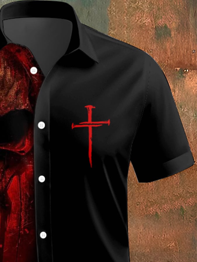 Men's Skull Print Casual Shirt