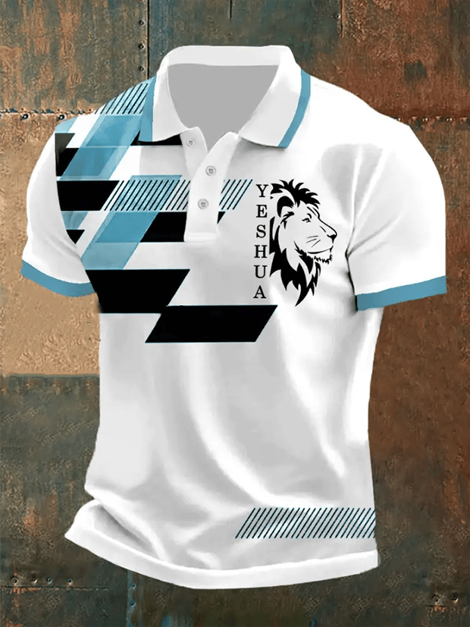 Men's Retro Faith Casual Printed Polo Shirt