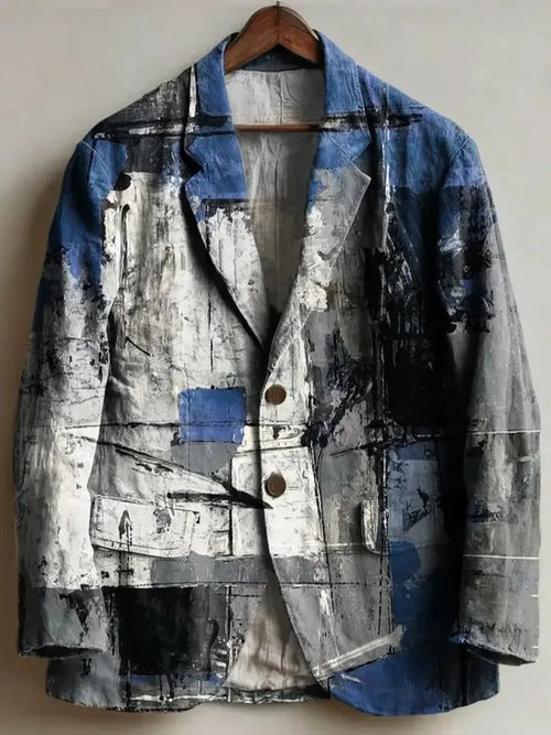 Men's Retro Abstract Gradient Print Casual Blazer